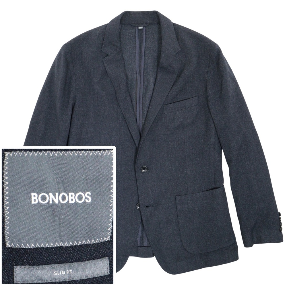 Bonobos Sport Coat Blazer Unstructured Slim Fit Marlane Wool Navy Blue Men 42R